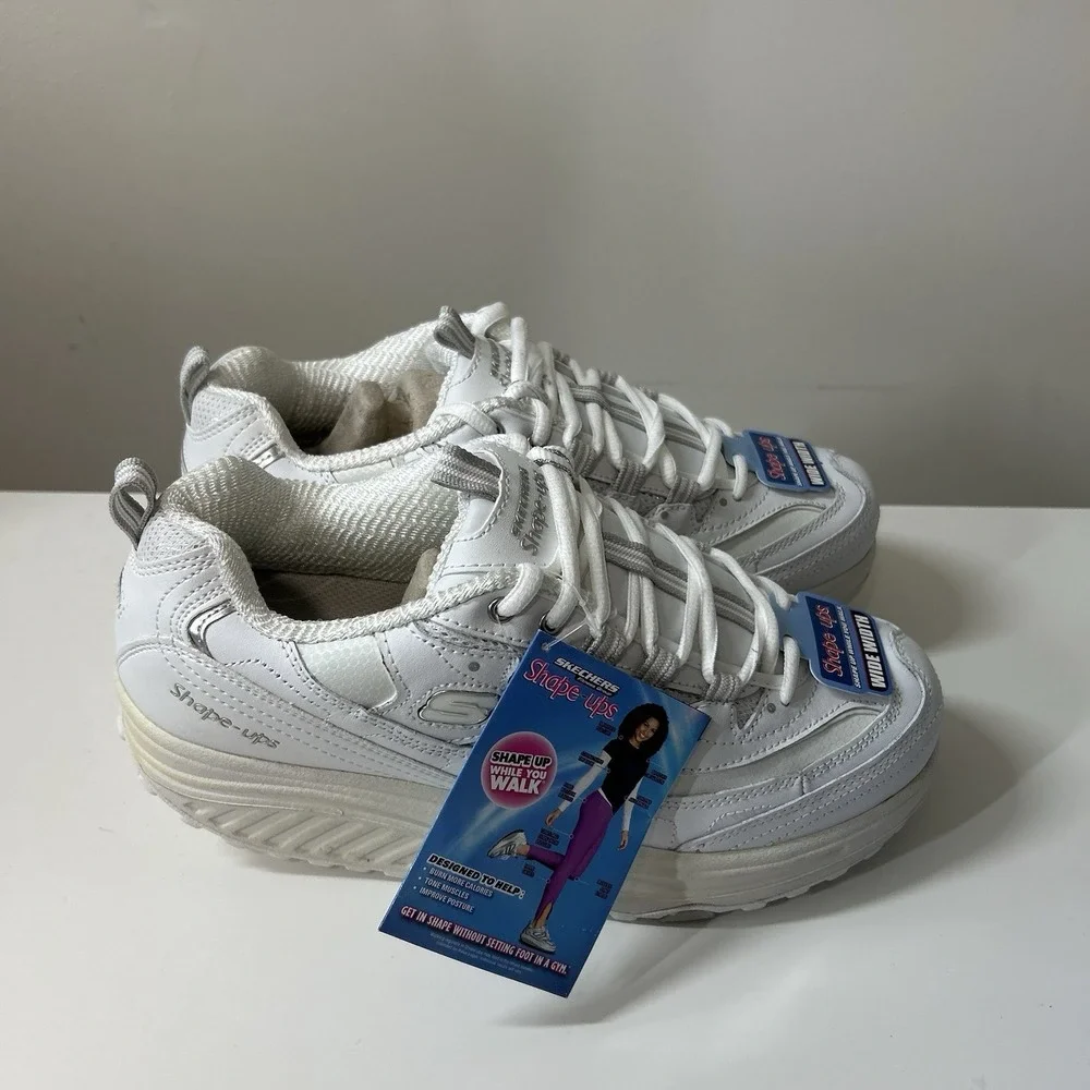 Skechers Shape-Ups US 9 Vintage Y2K White Chunky Platform Toning Sneakers